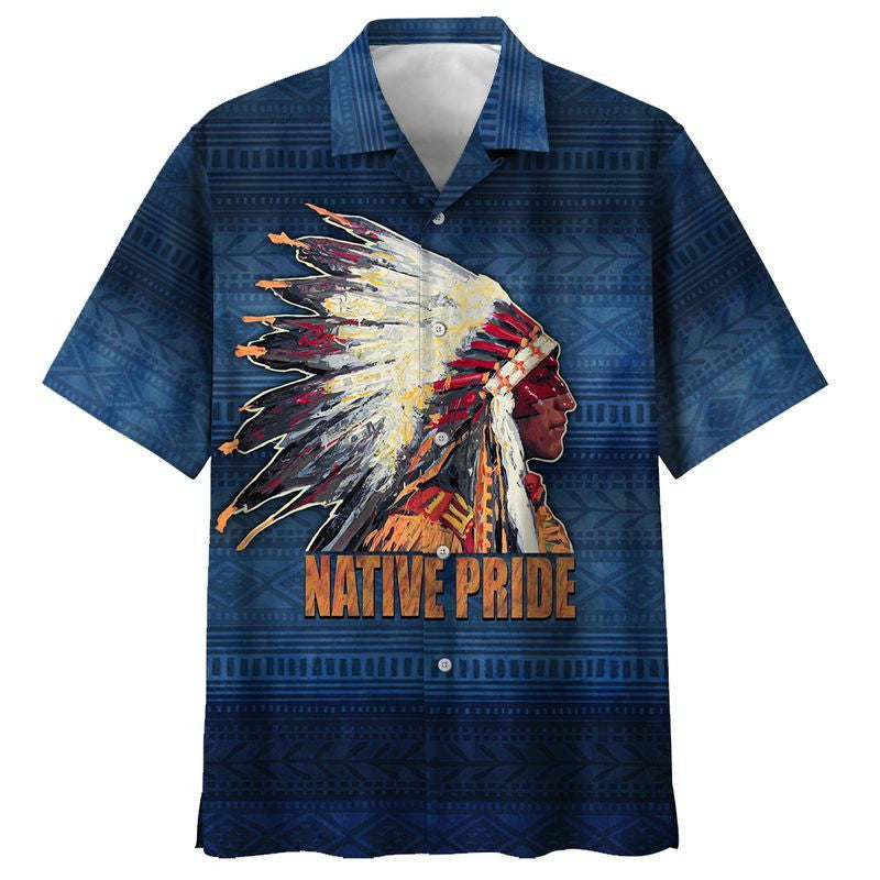 Native American Hawaiian Shirt Chief Native Pride Blue Pattern, Hawaiian Shirt Gift, Christmas Gift