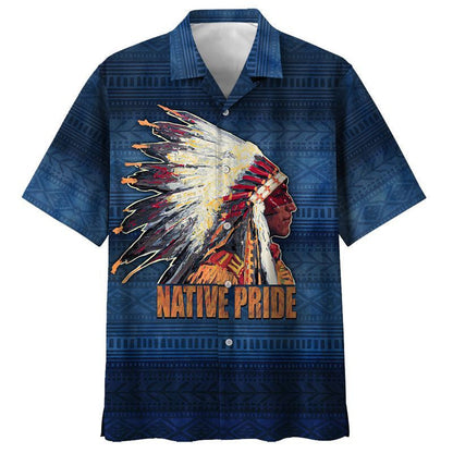 Native American Hawaiian Shirt Chief Native Pride Blue Pattern, Hawaiian Shirt Gift, Christmas Gift