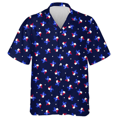 Map Of Texas State Flag Dark Blue Background Hawaiian Shirt, Hawaiian Shirt Gift, Christmas Gift