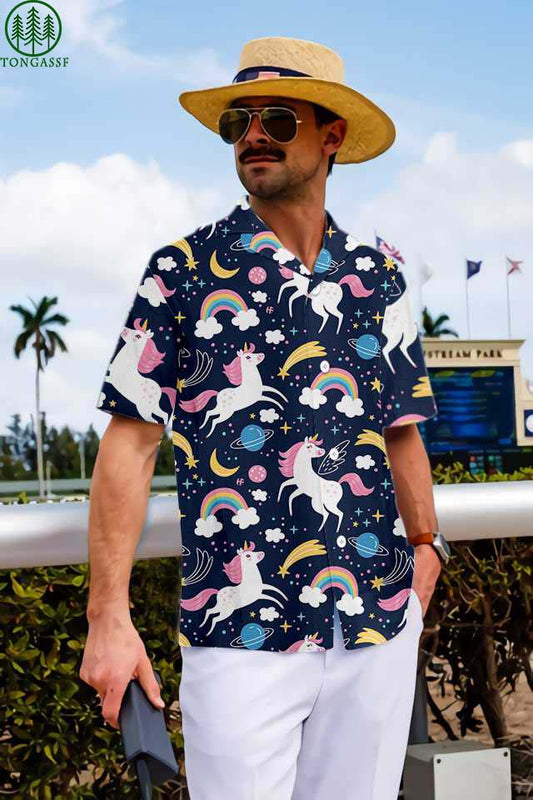 Cheerful Unicorn Hawaiian Shirt_Hawaiian Shirt Gift, Christmas Gift