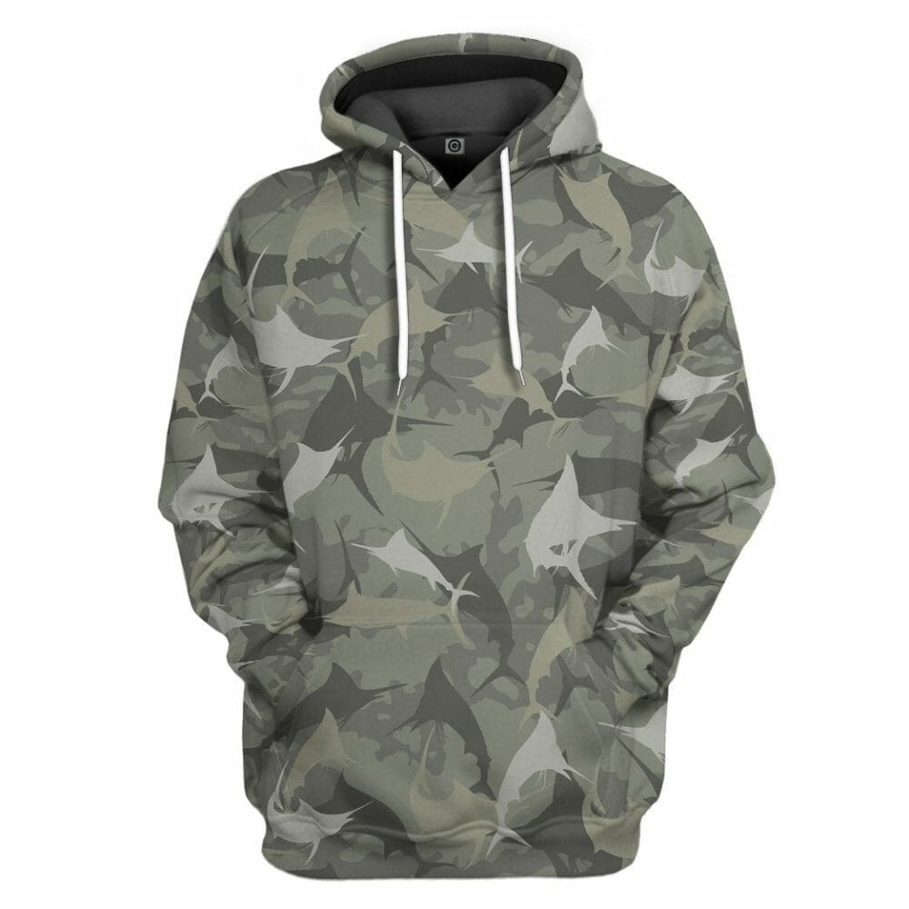 3D Marlin Camo Custom Tshirt Hoodie Apparel