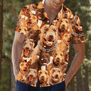 Awesome Pitbull With Chain Pattern Hawaiian Shirt, Hawaiian For Gift