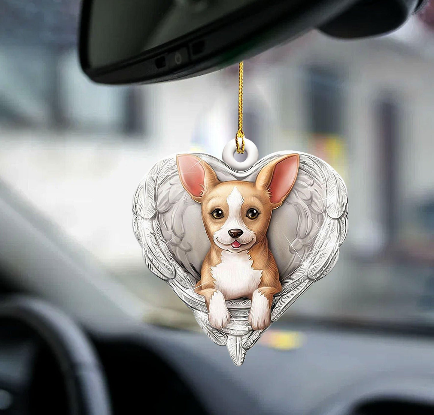 Chihuahua Heart Wings Two Sided Ornament, Happy Christmas Ornament, Christmas Gift, Christmas Decoration