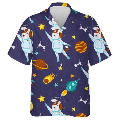 Cartoon Cute Dog Flies In Space Isolated Background Hawaiian Shirt, Hawaiian Shirt Gift, Christmas Gift