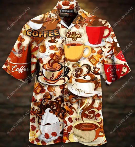 Everything Gets Better With Coffee Unisex Hawaiian Shirt Hobbies Short Sleeve Best Hawaiian Shirts Hawaiian Shirt Pattern Hawaiian Shirt Gift, Christmas Gift