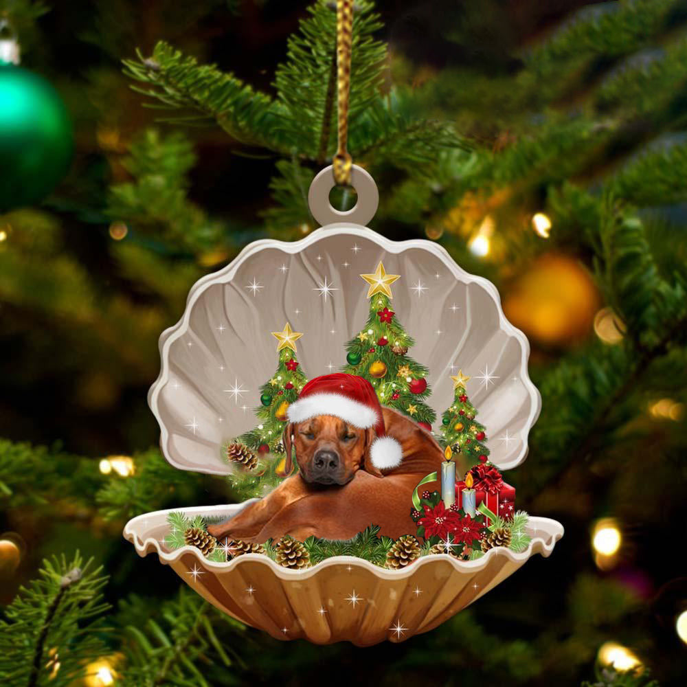 Cute Rhodesian Ridgeback Sleeping in Pearl Dog Christmas Ornament Flat Acrylic,Christmas Gift,Christmas Decoration