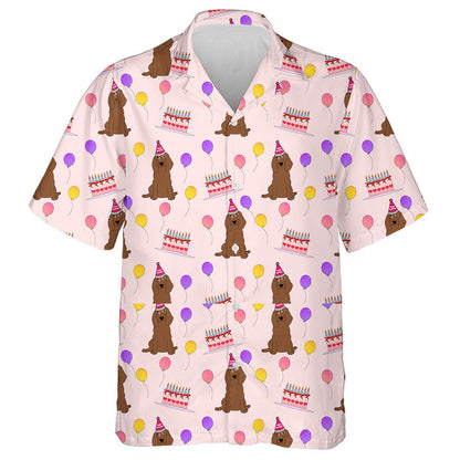Spaniel Dogs And Birthday Cakes In Cartoon Background Hawaiian Shirt, Hawaiian Shirt Gift, Christmas Gift