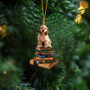 American Cocker Spaniel-Sit On The Book Two Sides Christmas Plastic Hanging Ornament, Christmas Ornament Gift, Christmas Gift, Christmas Decoration