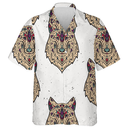 Boho Design With Tribal Style Wolf Ethnic Ornaments Hawaiian Shirt, Hawaiian Shirt Gift, Christmas Gift