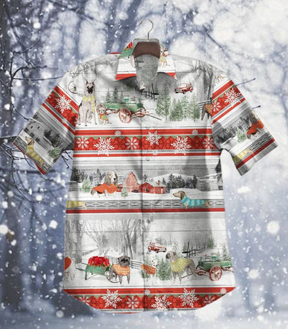 Christmas In Dog Village Red Design Hawaiian Shirt, Hawaiian For Gift