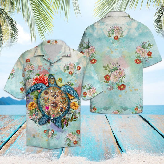 Turtle Flower Summer On Beach Hawaiian Shirt, Hawaiian For Gift