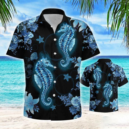 Scary T-rex Tropical Fern Forest Pattern Hawaiian Shirt, Hawaiian Shirt Gift, Christmas Gift