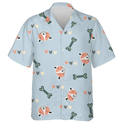 Hand Drawn Cute Dog Faces And Green Bone Hawaiian Shirt, Hawaiian Shirt Gift, Christmas Gift