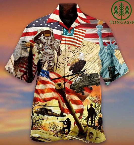 American Army and freedom Hawaiian Shirt, Hawaiian Shirt Gift, Christmas Gift