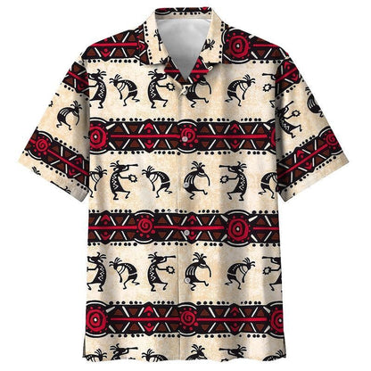 Native American Tribal Design Black And Red Pattern Hawaiian Shirt, Hawaiian Shirt Gift, Christmas Gift