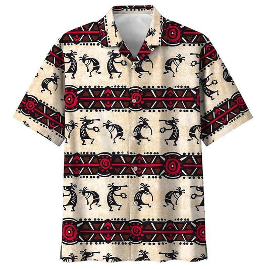 Native American Tribal Design Black And Red Pattern Hawaiian Shirt, Hawaiian Shirt Gift, Christmas Gift