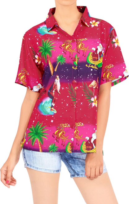 Bright Color Christmas Palm Tree Design Hawaiian Shirt, Hawaiian Shirt Gift, Christmas Gift.
