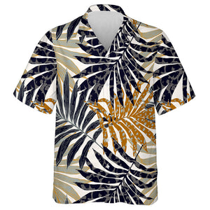 Abstract Palm Leaves Filled Animal Skin Camo Pattern Hawaiian Shirt, Hawaiian Shirt Gift, Christmas Gift