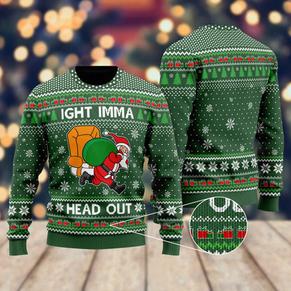 Ight Imma Head Out Santa Funny Christmas Sweater  For Men & Women  Adult ,Christmas Ugly Sweater,Christmas Gift,Gift Christmas 2024