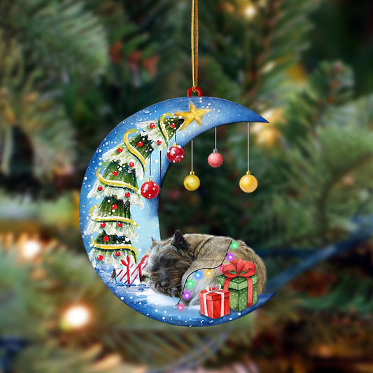 Cairn Terrier-Sleep On The Moon Christmas Two Sided Christmas Plastic Hanging Ornament, Happy Christmas Ornament, Christmas Gift, Christmas Decoration