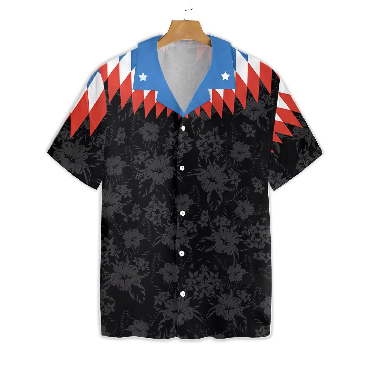 US Flower Vintage Red And Blue Geometric Design Hawaiian Shirt, Hawaiian Shirt Gift, Christmas Gift