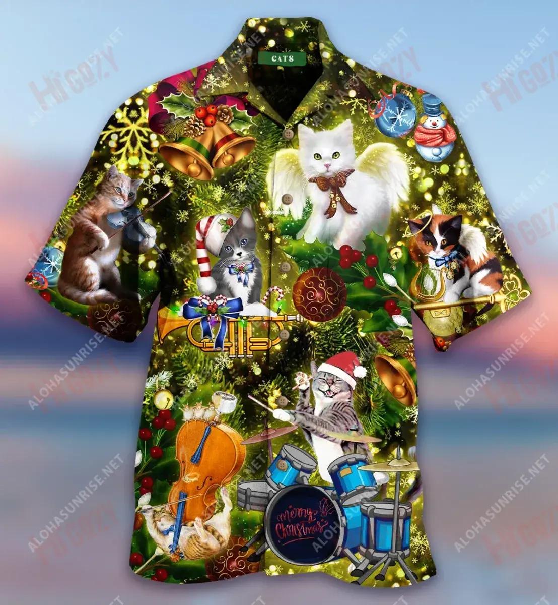 The Meowy Harmony Short Hawaiian Shirt Ocean Hawaiian T Shirts Hawaiian Crazy Shirts Hawaiian Shirts For Women, Hawaiian Shirt Gift, Christmas Gift
