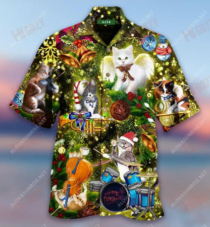 The Meowy Harmony Short Hawaiian Shirt Ocean Hawaiian T Shirts Hawaiian Crazy Shirts Hawaiian Shirts For Women, Hawaiian Shirt Gift, Christmas Gift