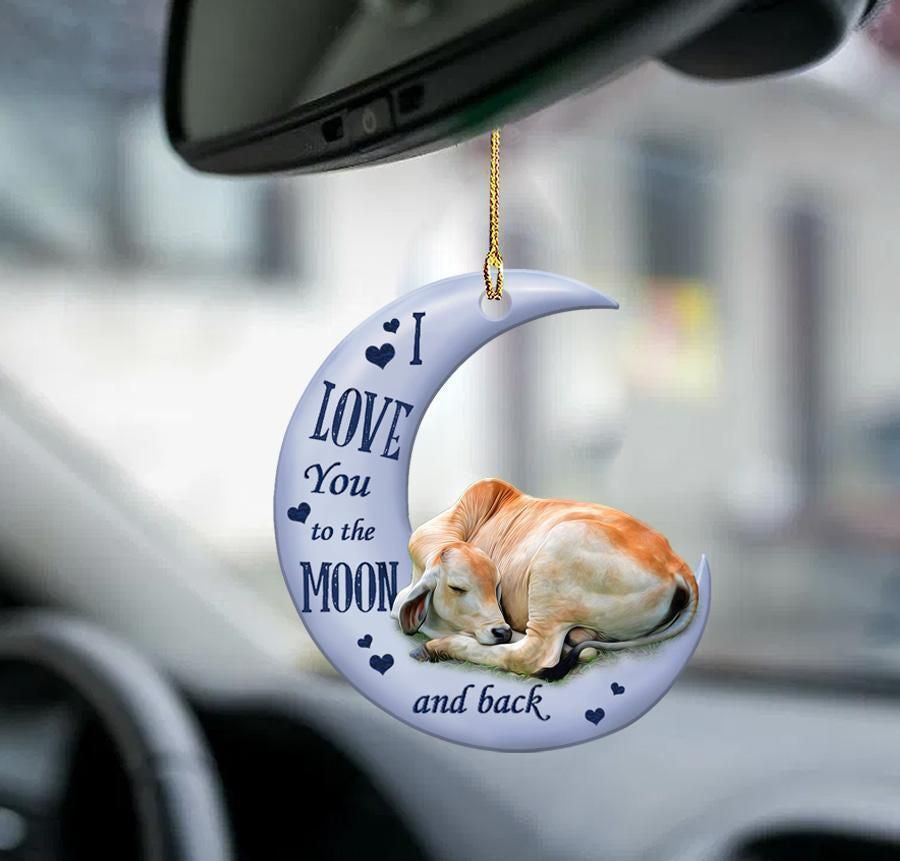 Cow Moon and Back 2 sides Ornament, Christmas Gift, Christmas Decoration