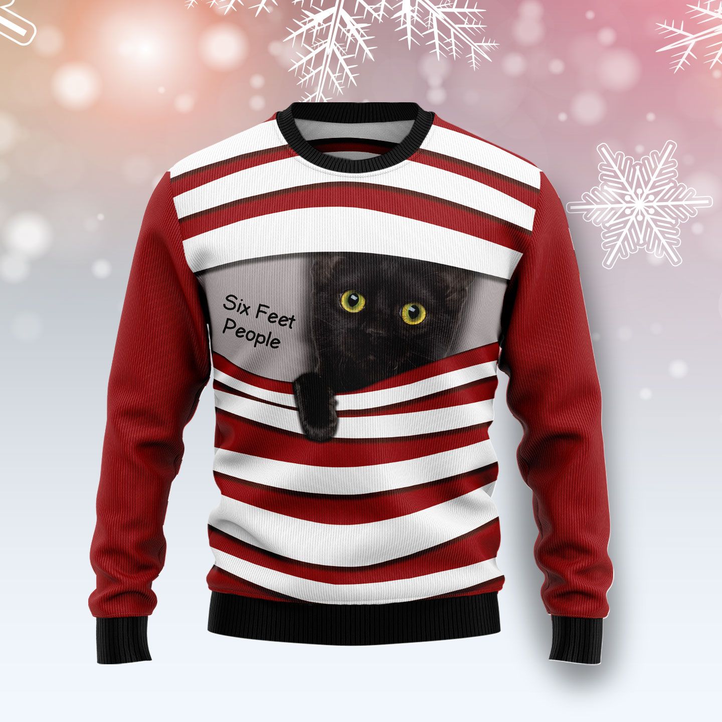 Black Cat Six Feet Ugly Christmas Sweater, Christmas Ugly Sweater,Christmas Gift,Gift Christmas 2022