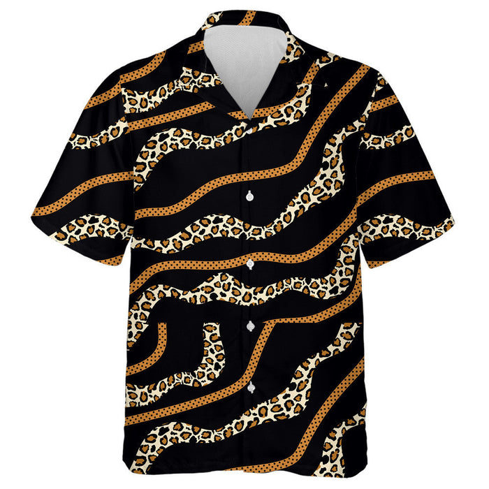 Abstract Leopard Skin With Wavy On Black Hawaiian Shirt, Hawaiian Shirt Gift, Christmas Gift