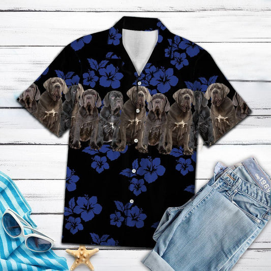 Awesome Neapolitan Mastiff Dog Group On Hibiscus Pattern Hawaiian Shirt, Hawaiian Shirt Gift, Christmas Gift