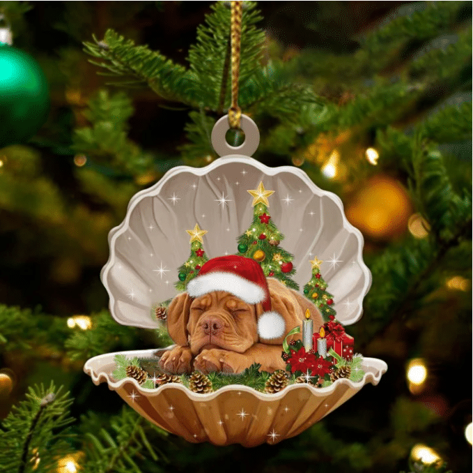 Cute Dogue De Bordeaux Sleeping in Pearl Dog Christmas Ornament Flat Acrylic, Christmas Gift,Christmas Decoration