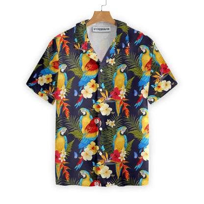 Bright Flower And Parrot Hawaiian Shirt, Hawaiian For Gift