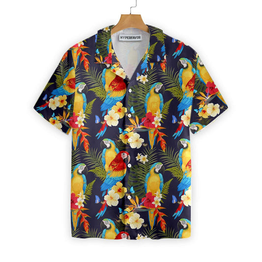 Bright Flower And Parrot Hawaiian Shirt, Hawaiian For Gift