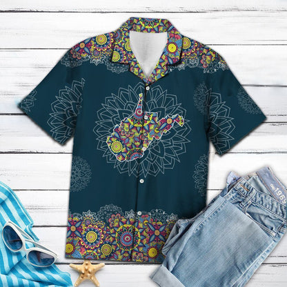 Bohemian West Virginia Map Mandala Flowers Design Hawaiian Shirt, Hawaiian Shirt Gift, Christmas Gift
