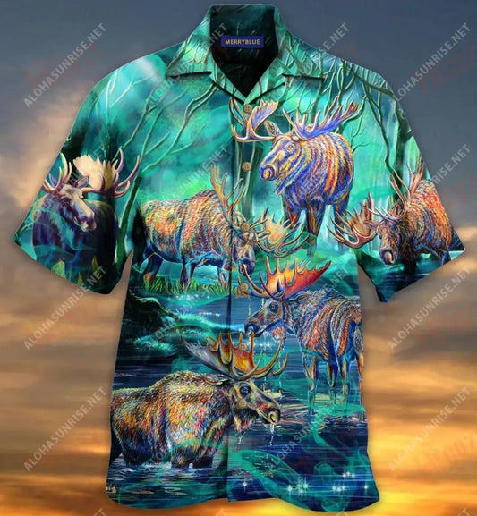 Life Is Better With A Moose Unisex Short Sleeve Shirt Summer Hawaiian T Shirts Hawaiian Crazy Shirts Funny Hawaiian Shirts, Hawaiian Shirt Gift, Christmas Gift
