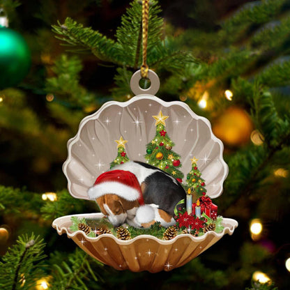 Beagle-Sleeping Pearl in Christmas Two Sided Christmas Plastic Hanging Ornament, Christmas Ornament Gift, Christmas Gift, Christmas Decoration
