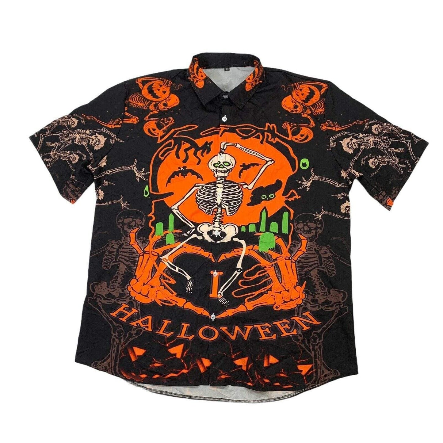 I Love Halloween Black Pumpkin Background Hawaiian Shirt, Hawaiian Shirt Gift, Christmas Gift