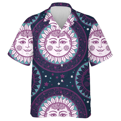 Beautiful Sun Face In Sunflowers With Stars Medallion Ornament Hawaiian Shirt, Hawaiian Shirt Gift, Christmas Gift
