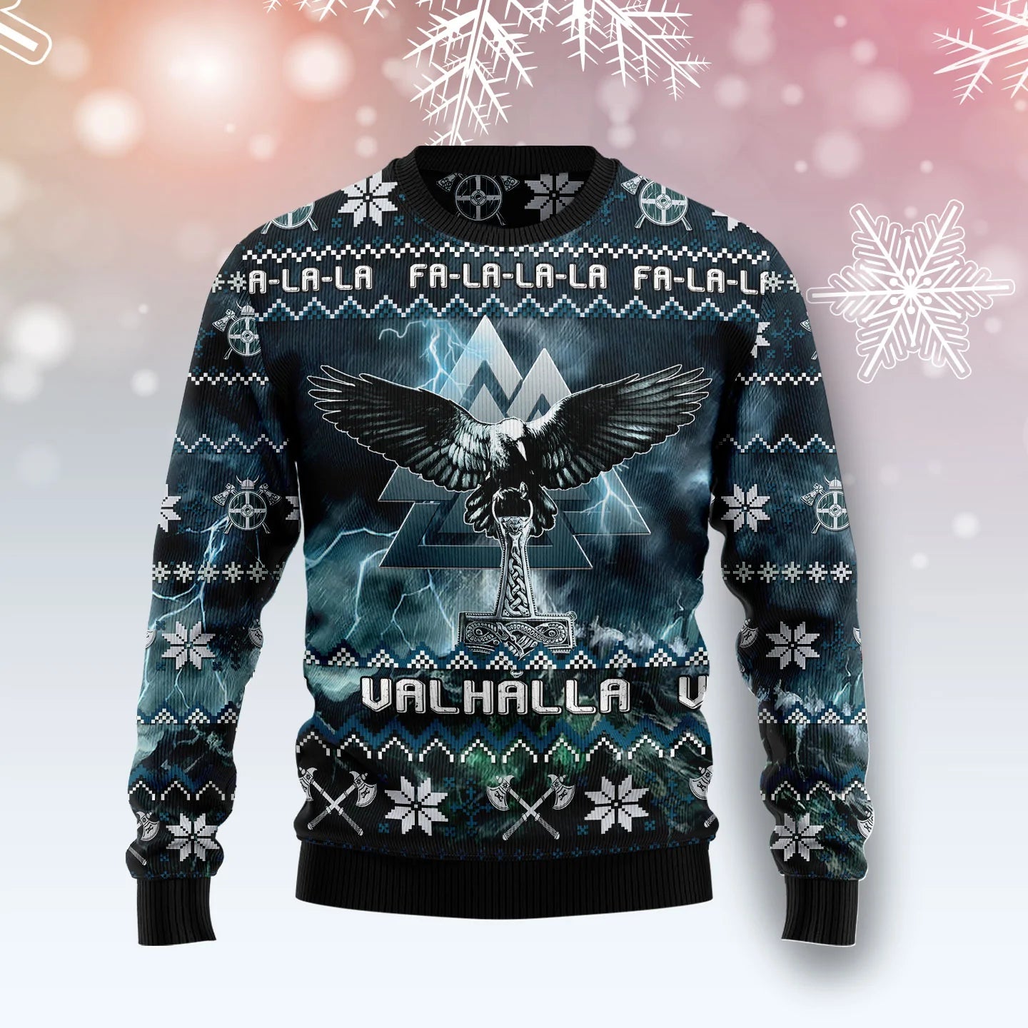 Viking Symbol unisex womens & mens, couples matching, friends, funny family ugly christmas holiday sweater gifts, Christmas Ugly Sweater