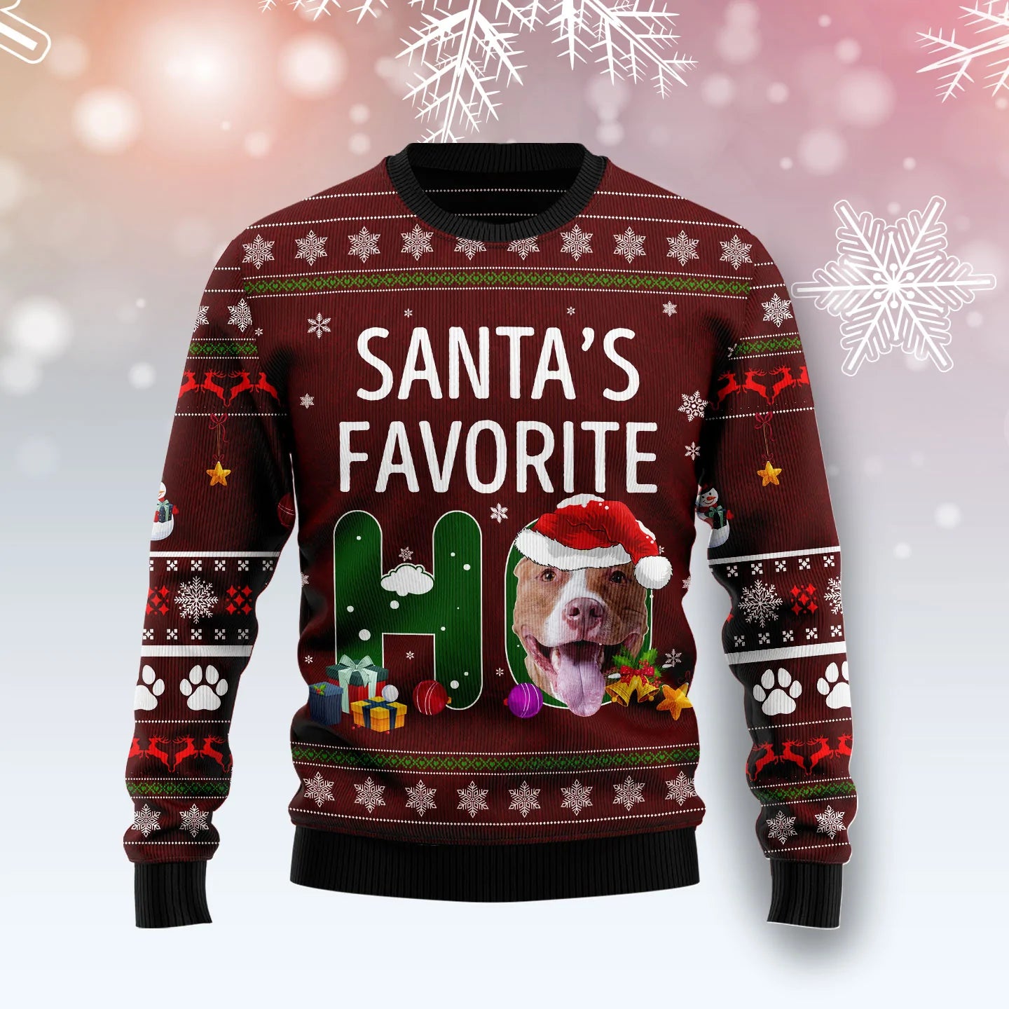 Pit Bull Favorite Ho unisex womens & mens, couples matching, friends, funny family ugly christmas holiday sweater gifts, Christmas Ugly Sweater