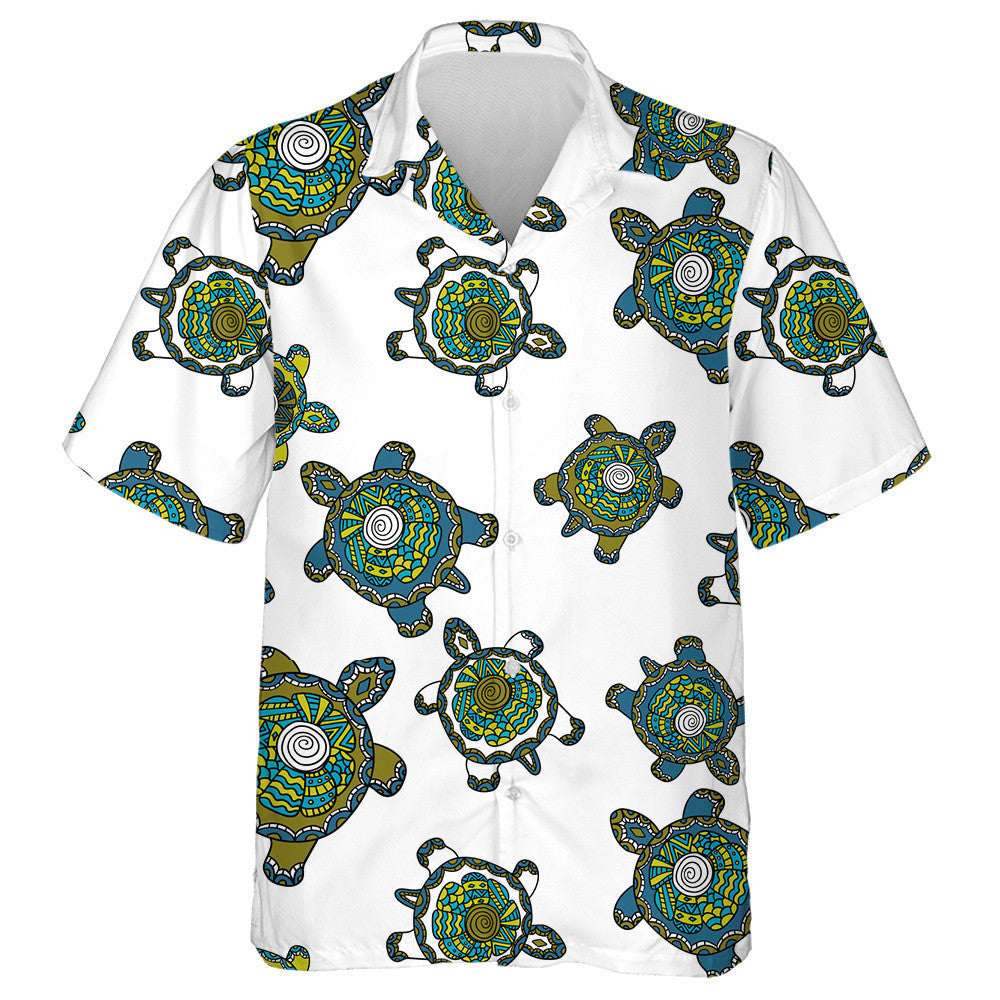 Hand Drawn Tribal With Multicolored Ornamental Turtles Hawaiian Shirt, Hawaiian Shirt Gift, Christmas Gift