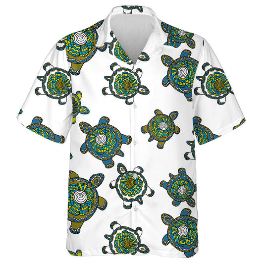 Hand Drawn Tribal With Multicolored Ornamental Turtles Hawaiian Shirt, Hawaiian Shirt Gift, Christmas Gift