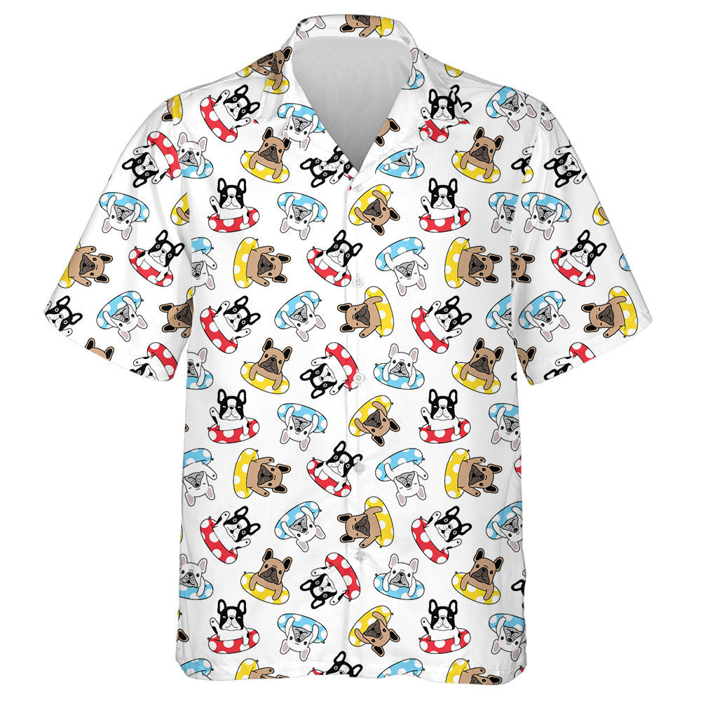 Bulldog Swimming Ring Dot Pool Christmas Cartoon Hawaiian Shirt, Hawaiian Shirt Gift, Christmas Gift