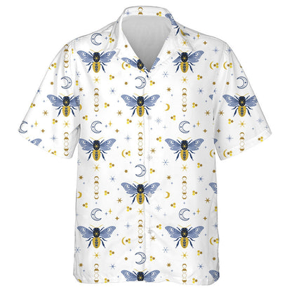 Watercolor Celestial And Bees Boho Magical Hawaiian Shirt, Hawaiian Shirt Gift, Christmas Gift