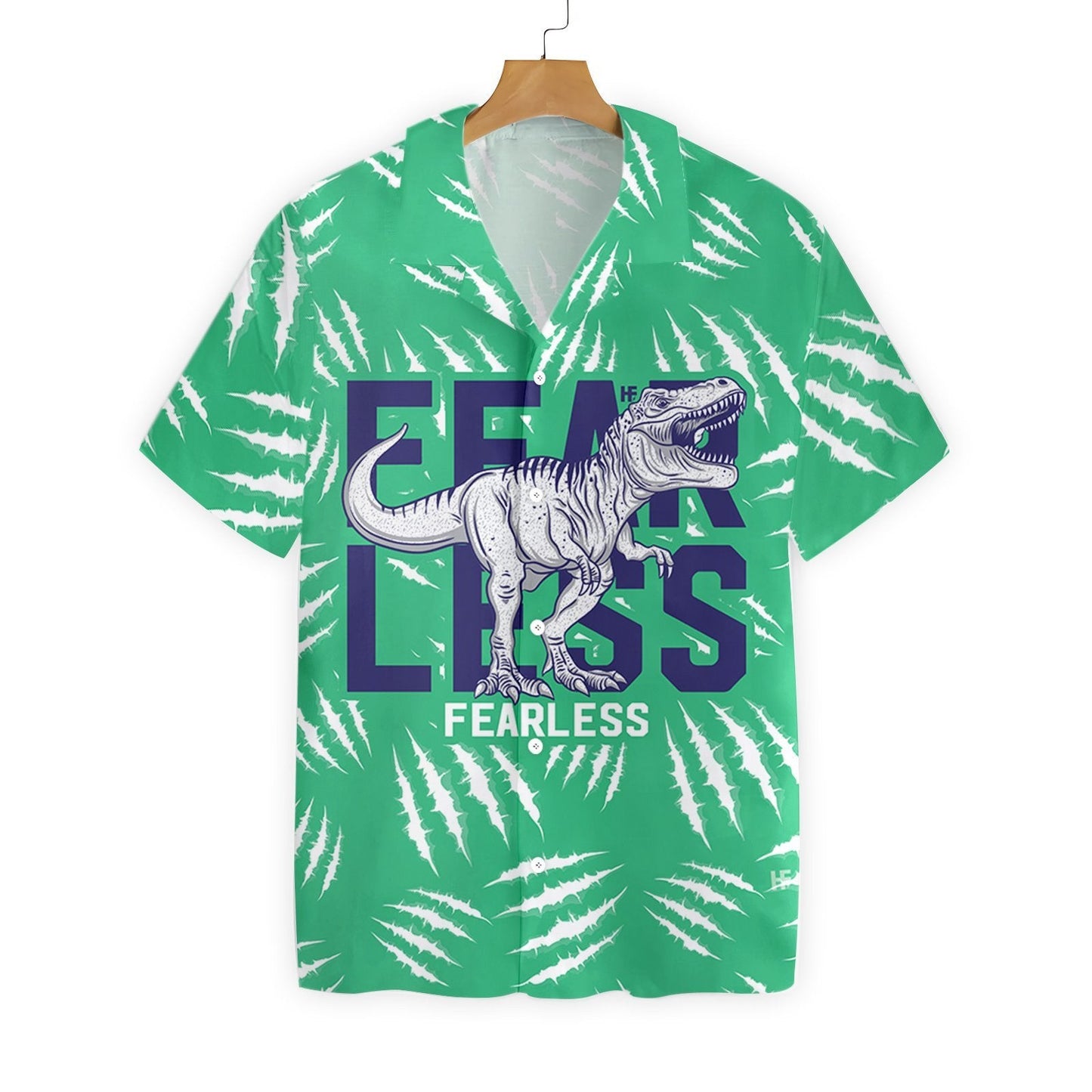 T-Rex Dinosaur On Green Background Pattern Hawaiian Shirt, Hawaiian Shirt Gift, Christmas Gift