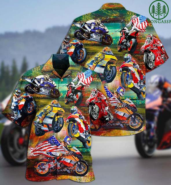 American Motorcycle Sport Racing Hawaiian Shirt, Hawaiian Shirt Gift, Christmas Gift
