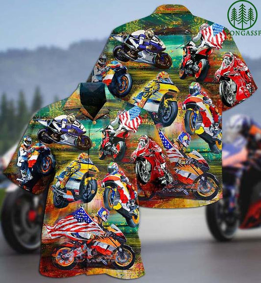 American Motorcycle Sport Racing Hawaiian Shirt, Hawaiian Shirt Gift, Christmas Gift