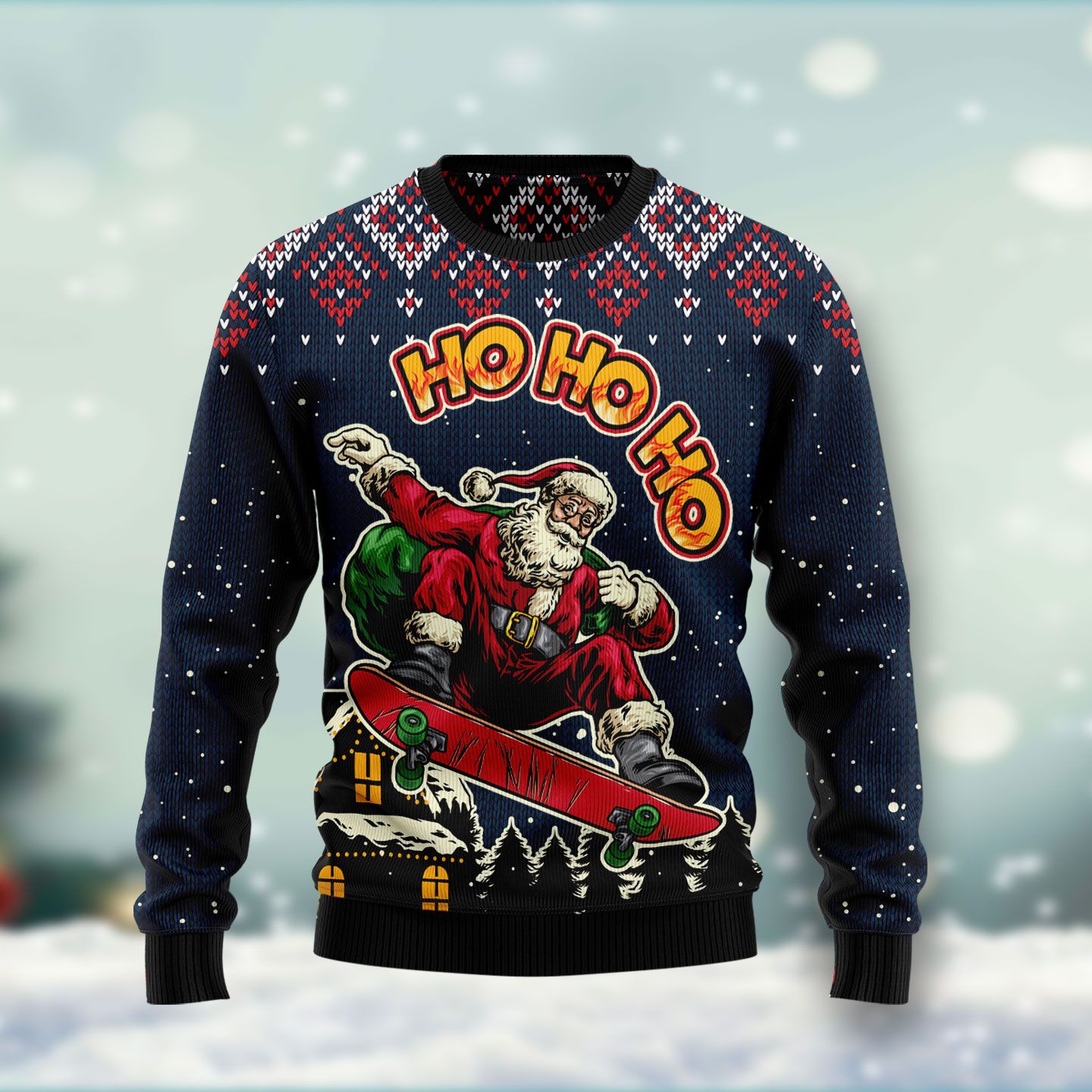 Skater Santa Claus Ho Ho Ho Ugly Christmas Sweater,Christmas Ugly Sweater,Christmas Gift,Gift Christmas 2022