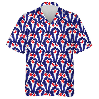 USA National Holiday Repeating Texture With Stars Hawaiian Shirt, Hawaiian Shirt Gift, Christmas Gift